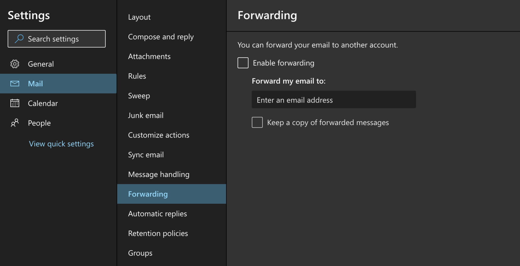 outlook email forwarding