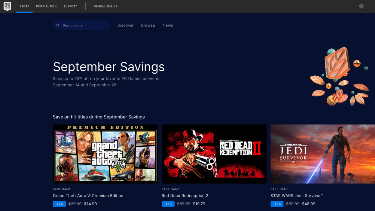 A screenshot of the sale page on the Epic Games store