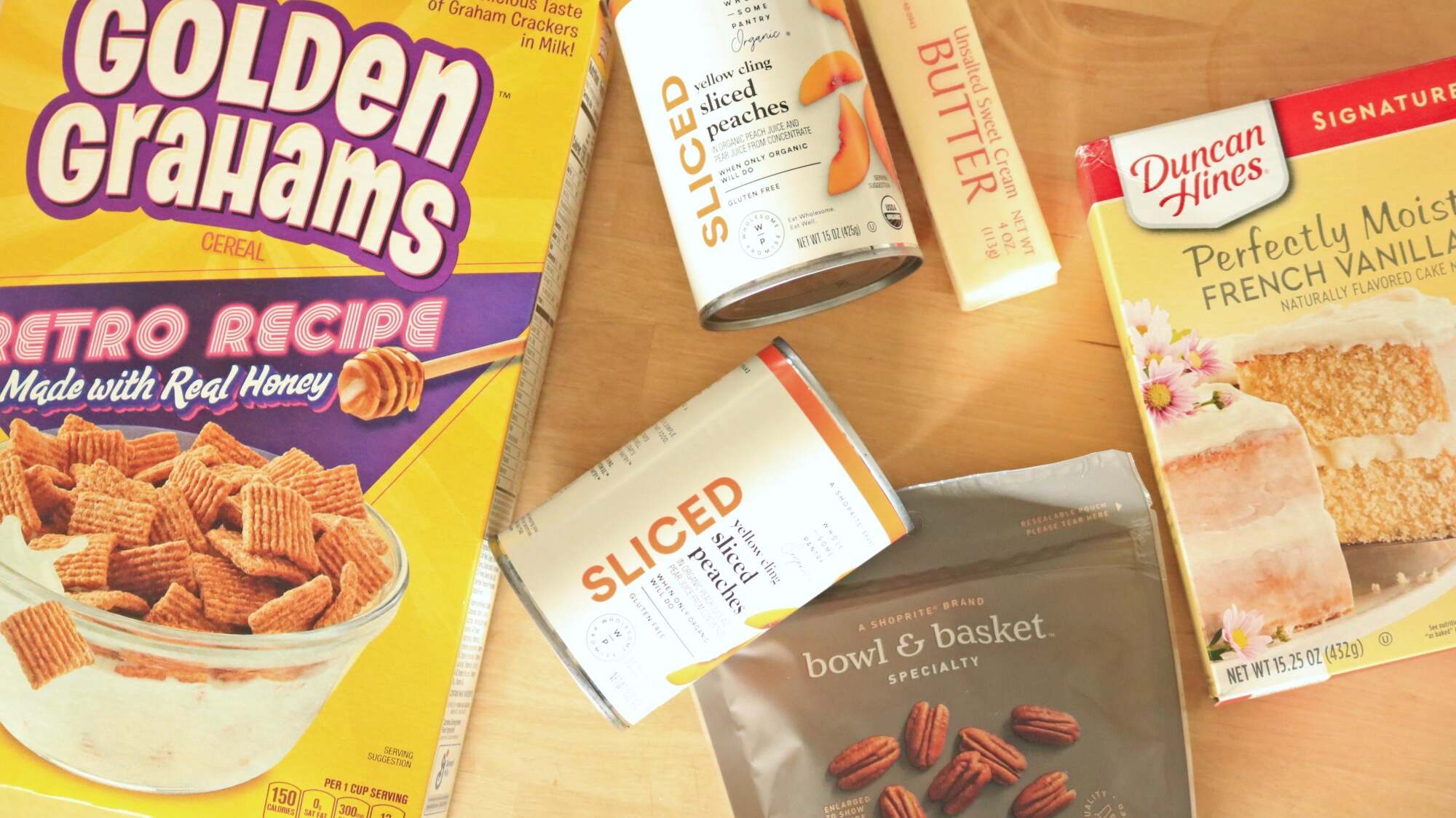 Ingredients scattered on a counter top.