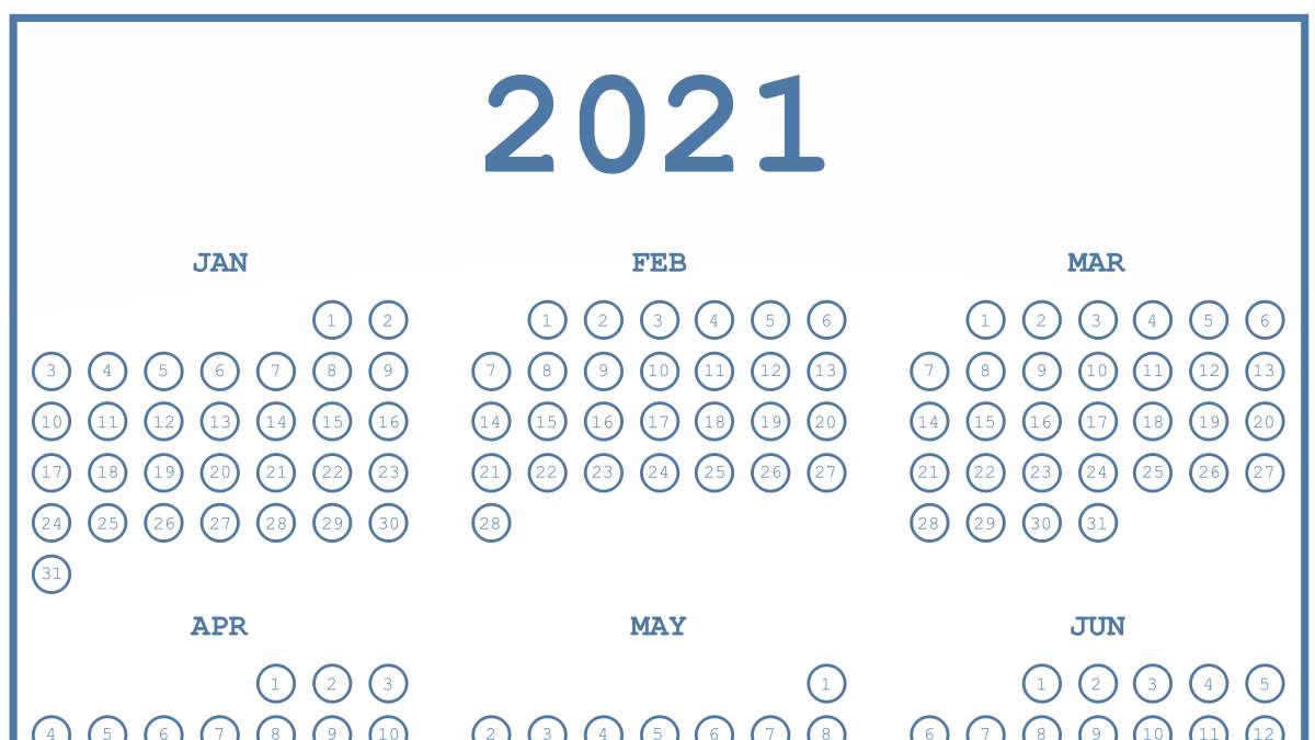 このバブル カレンダーで 2021 年のワークアウトを追跡しましょう