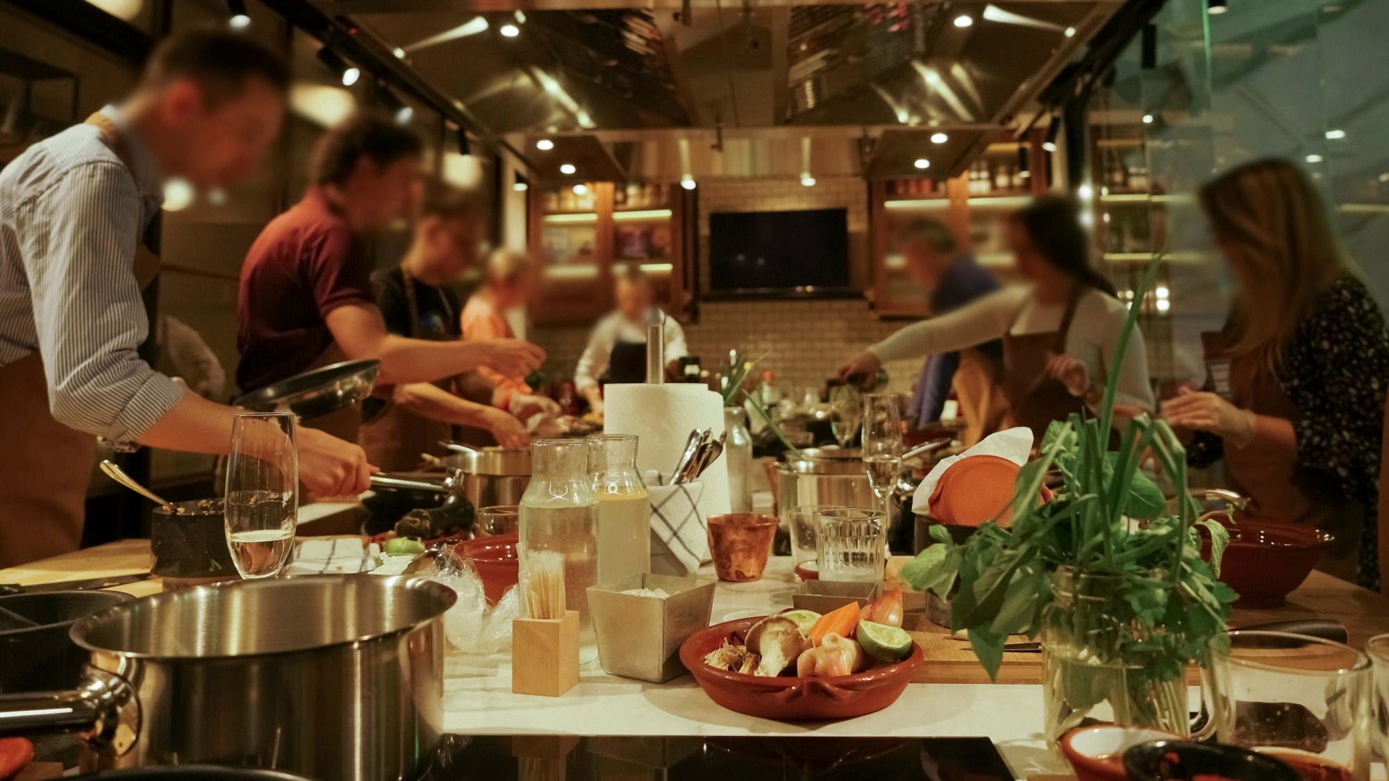 People in a cooking class.