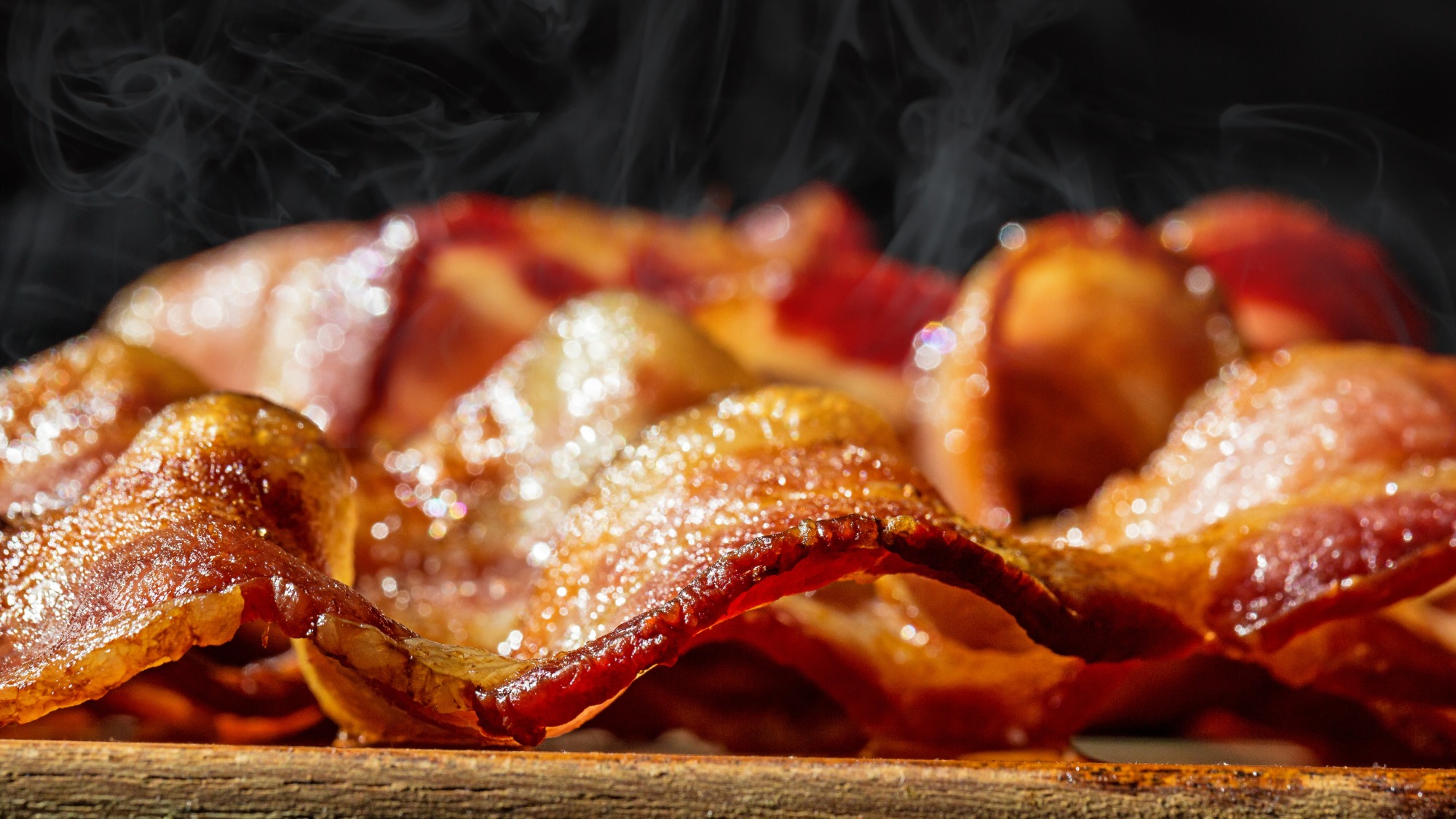 Close-up of cooked bacon