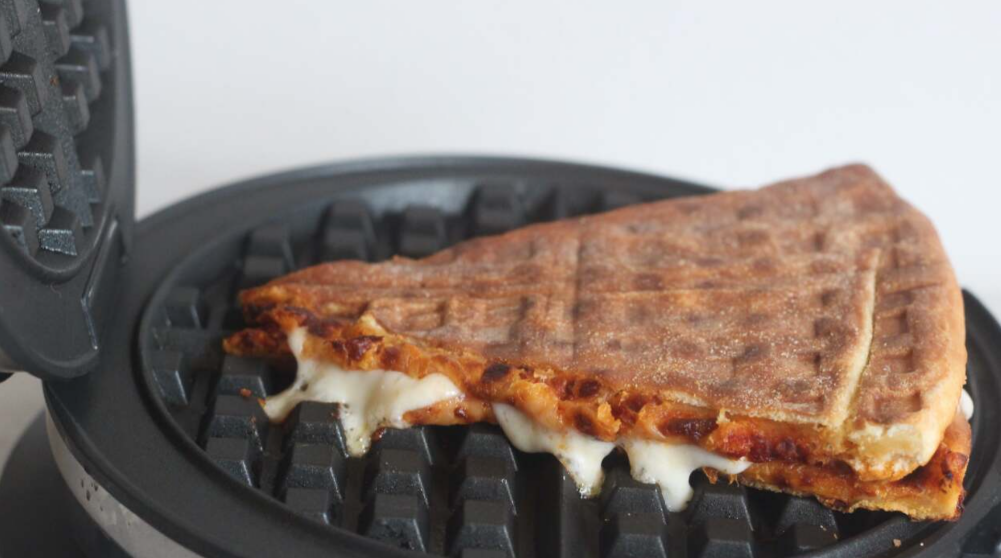 Pizza on a waffle iron