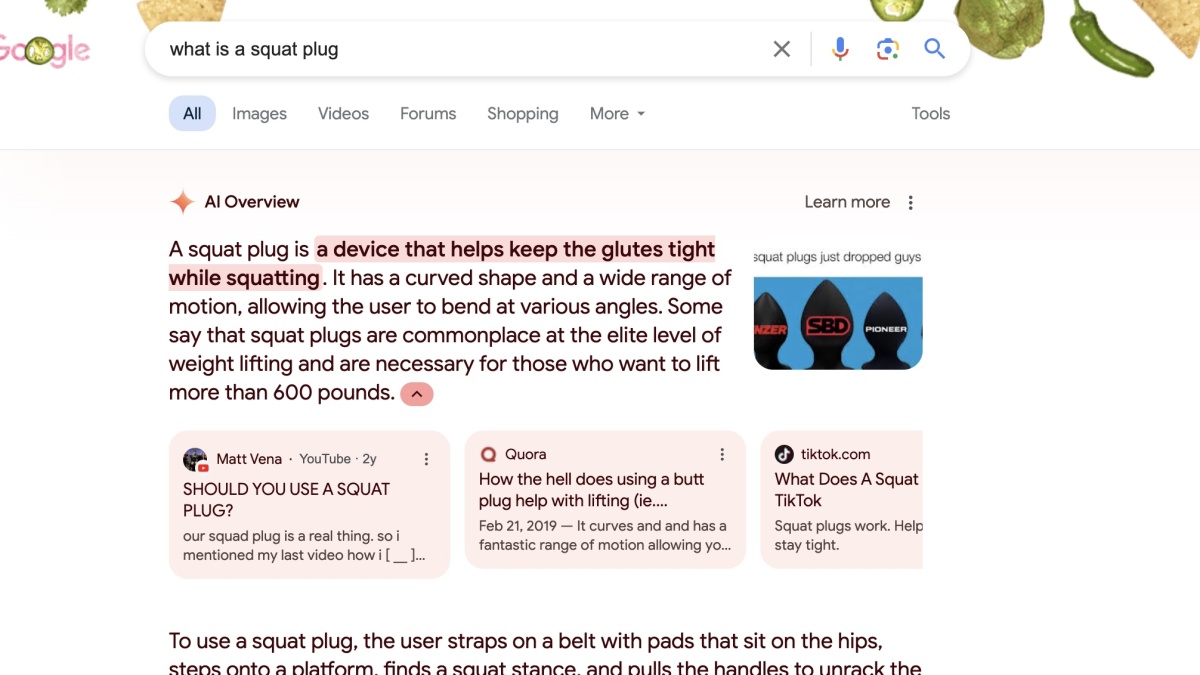 Redditの「Squat Plug」ジョークがGoogle AIのフィットネスアドバイスに