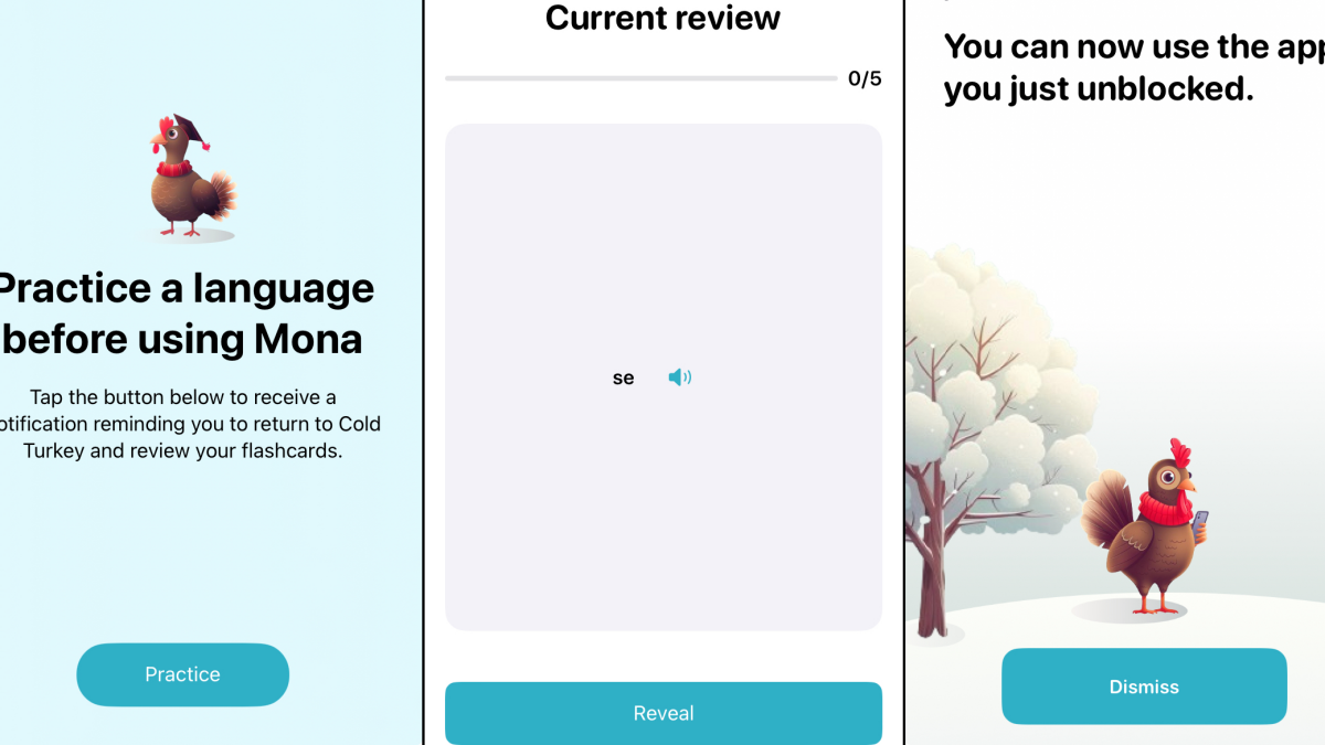 「Cold Turkey」は中毒性のあるアプリを開く前にフラッシュカードを練習させる