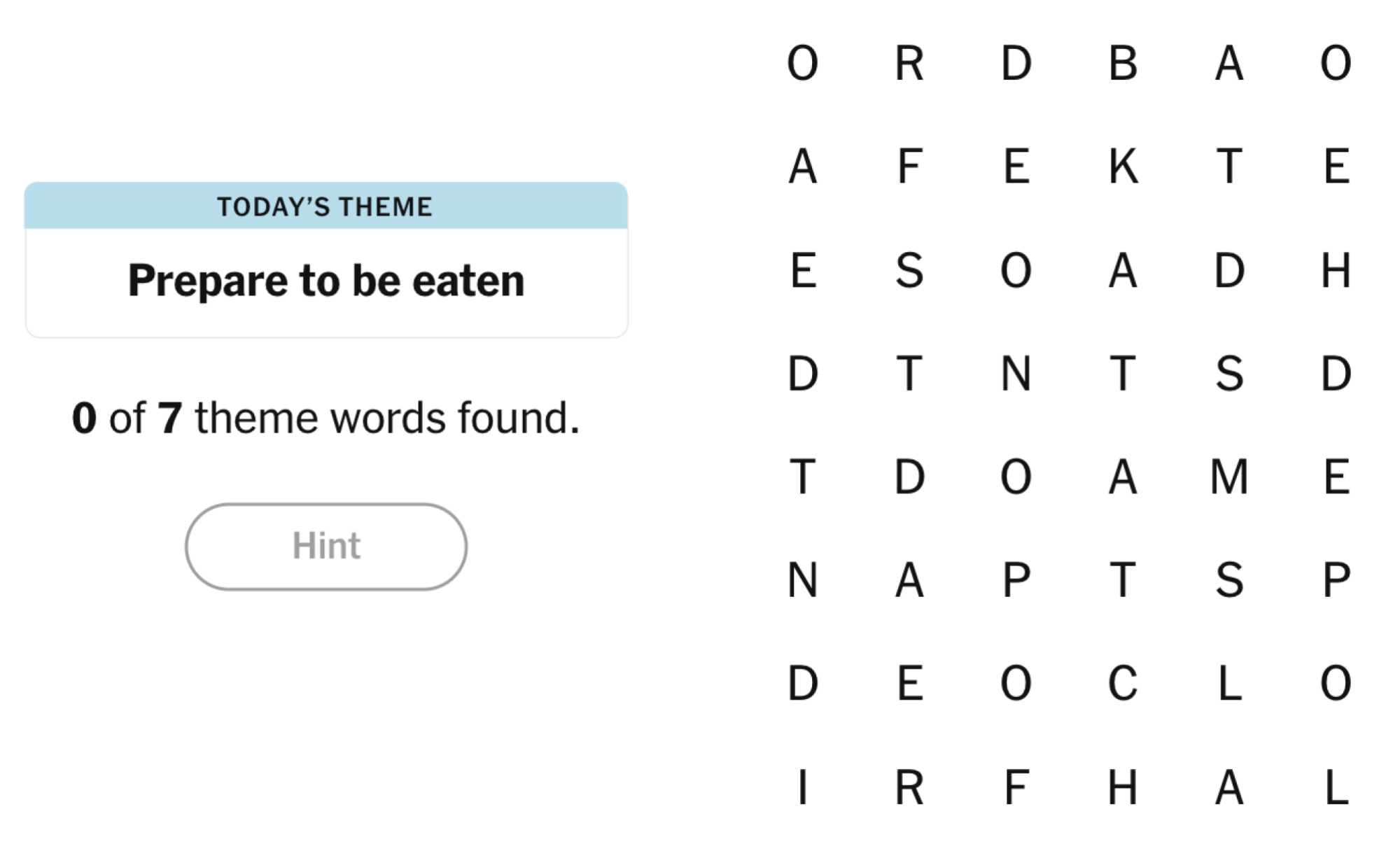 NYT Strands board for December 7, 2024: Prepare to be eaten.