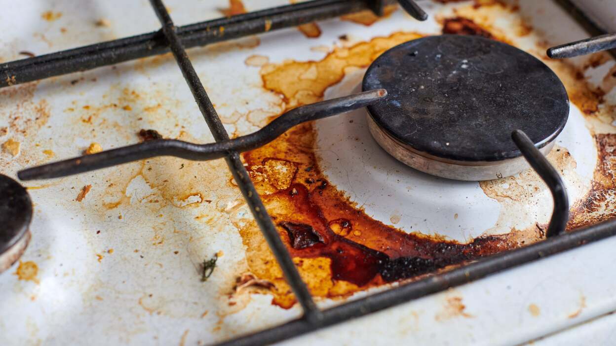 Remove burned-on food from your stovetop