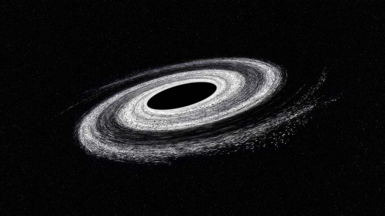 A rendering of a black hole